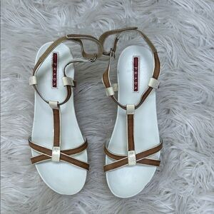 Prada Women's Cream and Tan Sandals